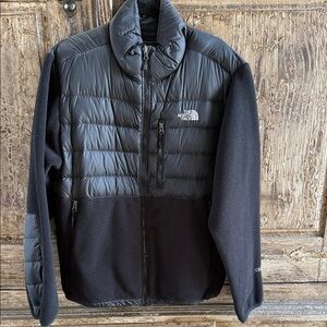 The North Face Black Quilted Puff Jacket with Fleece Sleeves
